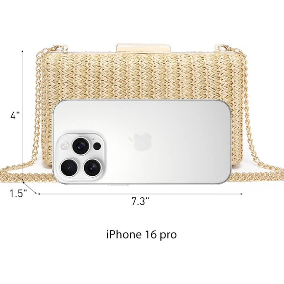 ⚡ Women's Evening Cocktail Glitter Formal Party Prom Tan Clutch Handbags - Picture 6 of 6